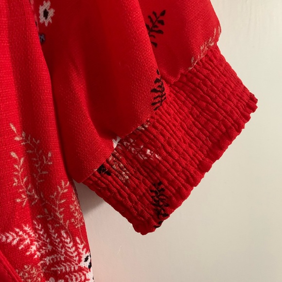 Lulus All the Sweetness Red Floral Print Puff Sleeve Midi Wrap Dress - Picture 8 of 9